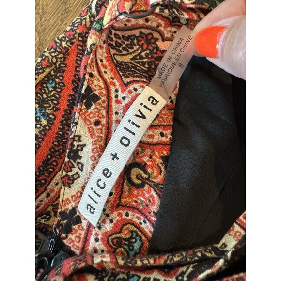 Alice & Olivia Alves Paisley Print Maxi Dress Women's Size 8 Adjustable Straps - Picture 5 of 11